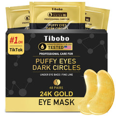 Boîte Tibobo et patchs sous les yeux, soin élégant du regard.