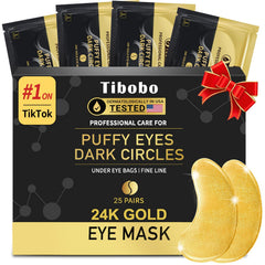 Patchs Tibobo yeux 24K or et collagène – réduction des poches et éclat retrouvé.