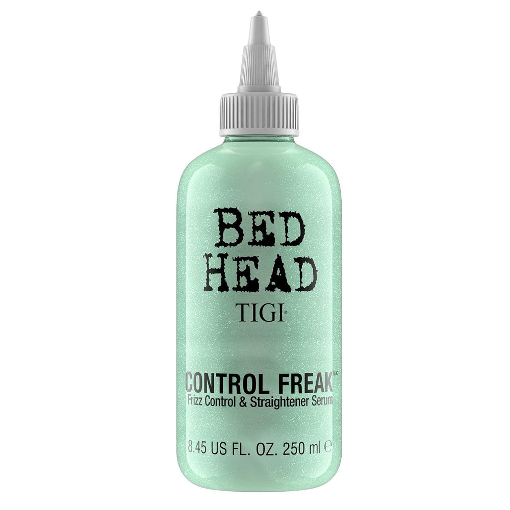 Sérum TIGI Bed Head Control Freak, bouteille, lissage et disparition des frisottis.