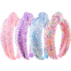 Tihebax serre-têtes noué avec paillettes scintillantes rose pour un look étincelant.