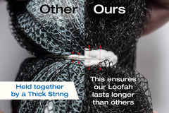 Tilcare Loofah Charbon, charbon actif aidant à éliminer impuretés et odeur corporelle.
