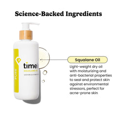 Timeless Skin Care huile squalane pure avec pipette pour une application précise.