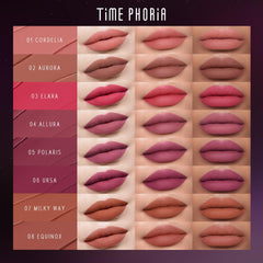 Application facile et fluide Timephoria Nebula Velvet Lip Cream.