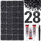 Boîte TINKRSTUFF avec 28 grilles et strass résine noirs prête à commencer votre projet créatif.