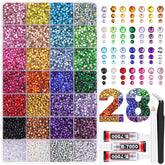 Boîte TINKRSTUFF avec 28 tiroirs pour ranger les strass résine multicolores, pratique et rapide.