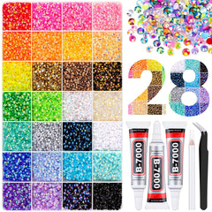 Rhinestones TINKRSTUFF multicolores 3mm dans une boîte prête à l’emploi.