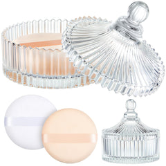 Tioncy Contenant verre poudre corporelle, design rétro et rangement clair.
