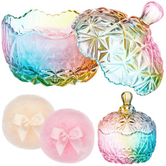 Tioncy trio de poufs et conteneur cristal offrant élégance et praticité.
