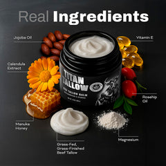 Titan Tallow applique sur la main, texture légère et nourrissante
