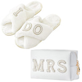 Sac cosmétique TKIFODA en PU blanc avec perles MRS, pratique et élégant pour le voyage.