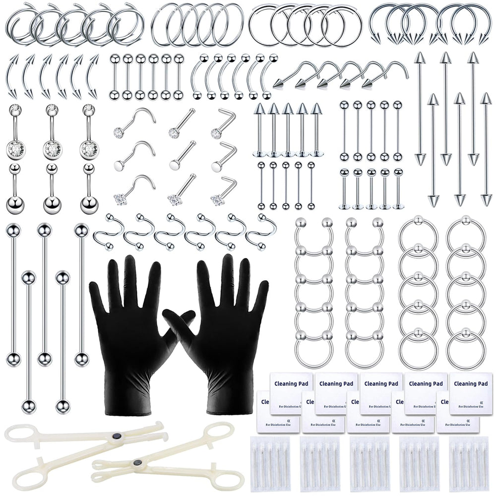 TKKUY ensemble piercing 153 pièces avec aiguilles variées pour tous les sites.