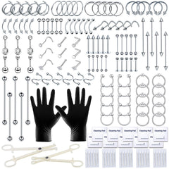 TKKUY ensemble piercing 153 pièces avec aiguilles variées pour tous les sites.