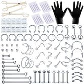 Kit TKKUY ensemble piercing 94 pièces en acier inox pour piercings variés.