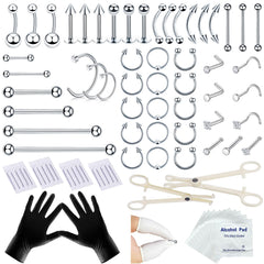 Kit TKKUY pour perçage du nez, 80 pièces, pratique et complet.