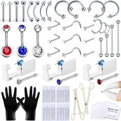 Kit piercing 70 pièces TKKUY, ensemble complet pour piercings variés à domicile