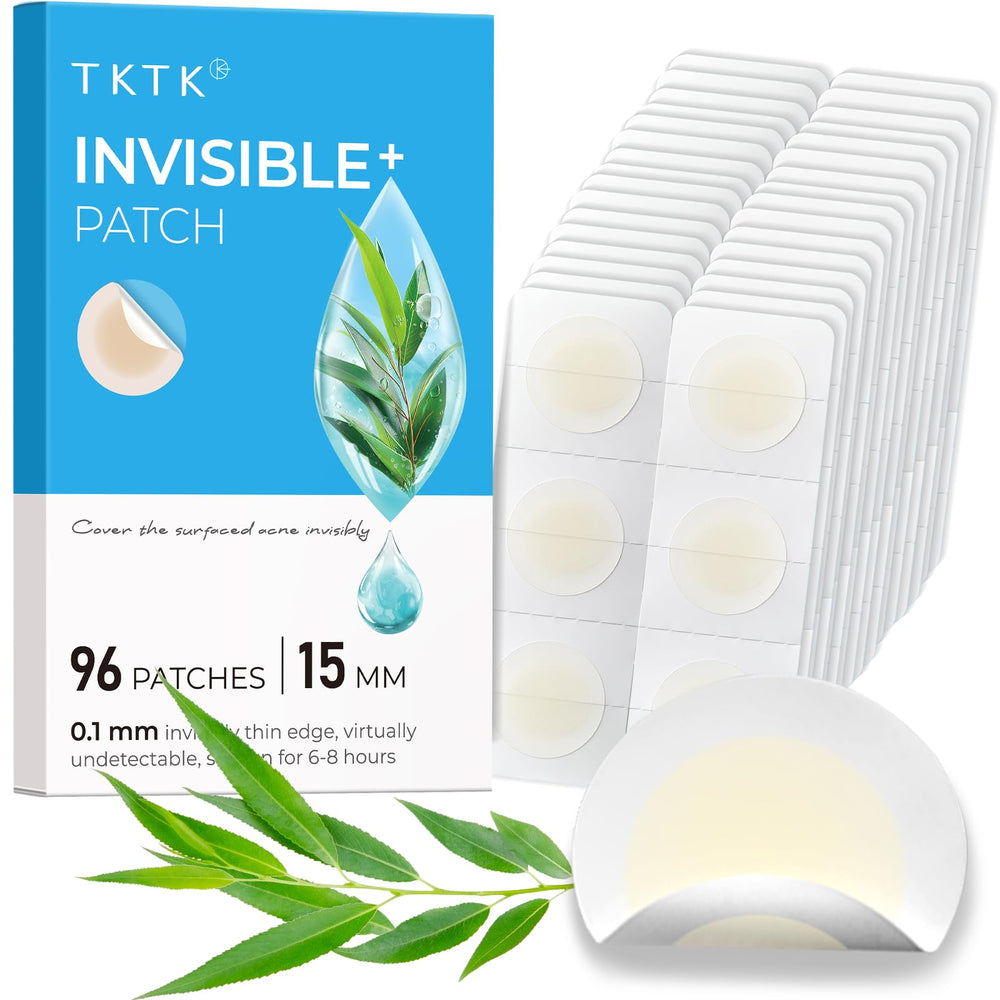 Patch invisible TKTK 15 mm sur bouton, fini mat pour une discrétion quotidienne.