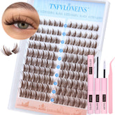 TNFVLONEINS kit cils manga marron avec grappes pour regard naturel