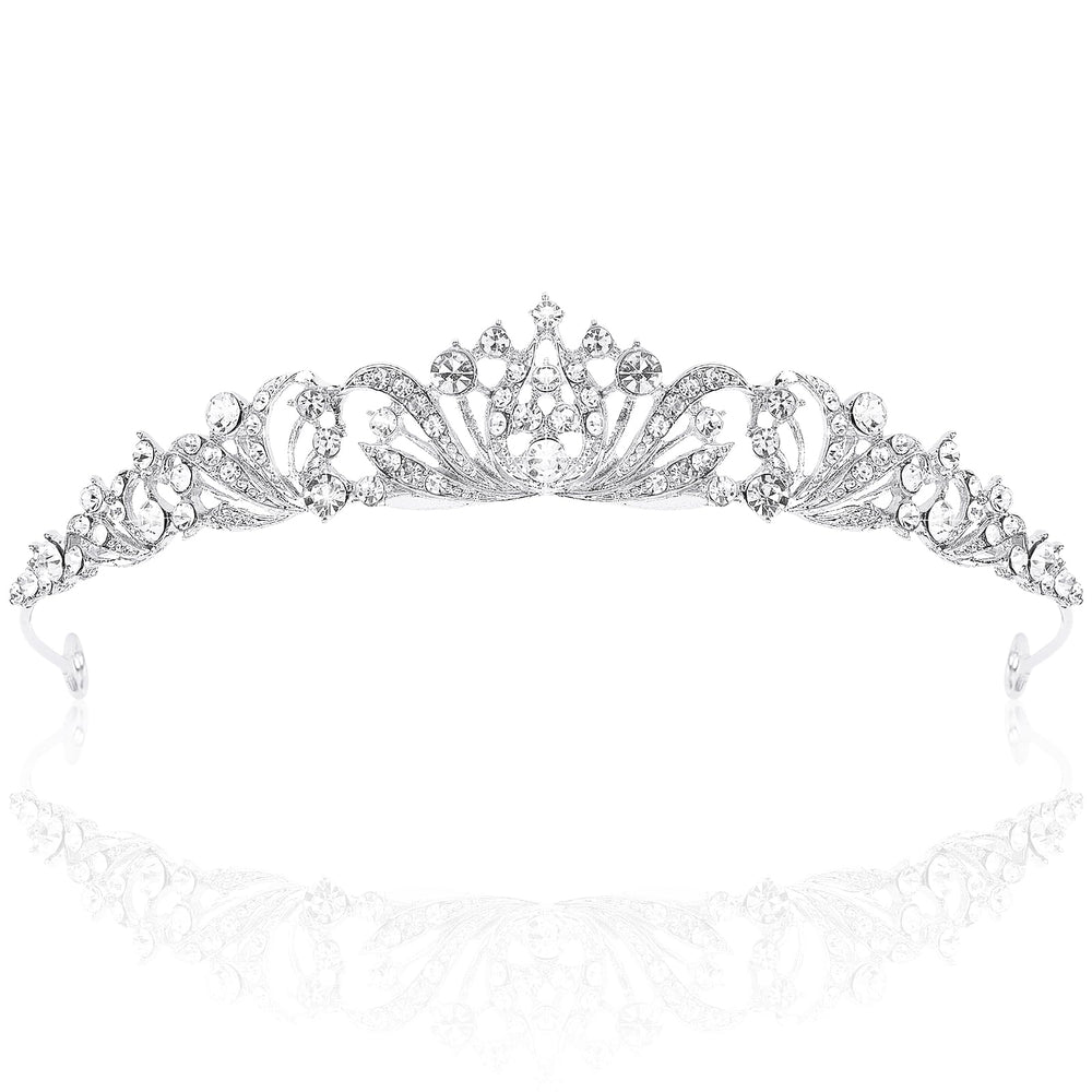 TOBATOBA couronne tiara argent brillant pour mariage et fêtes élégantes.