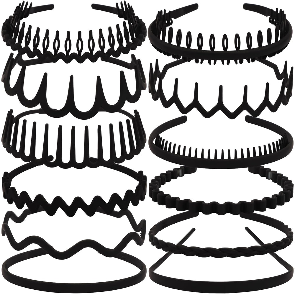 TOBATOBA serre-tête noir dents zigzag, maintien confortable pendant l'entraînement