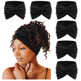 Tobeffect bandeau turban noir tres-large 7 pouces: maintien sûr pour toutes les tailles.