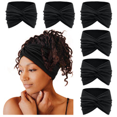 Tobeffect bandeau turban noir tres-large 7 pouces: maintien sûr pour toutes les tailles.