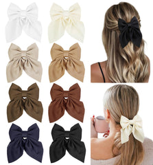 Tobeffect noeud satin 8pcs – accessoire cheveux polyvalent pour toutes occasions.