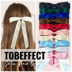 Noeud-cheveux satin Tobeffect avec clip crocodile – tenue sûre pour toutes longueurs.