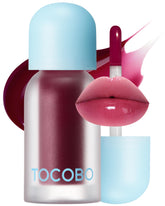 TOCOBO huile lèvres teinte prune mauve glace saphir pour une brillance fraîche.