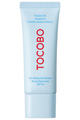 TOCOBO US Bio Watery Sunscreen SPF 50 bottle front, lightweight hydration for daily wear