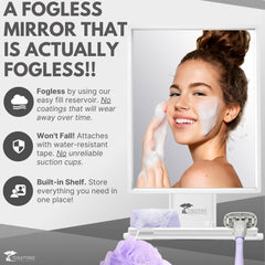 ToiletTree Miroir Douche anti-buée, utilisation en douche pour maquillage et soins sans éclaboussures.