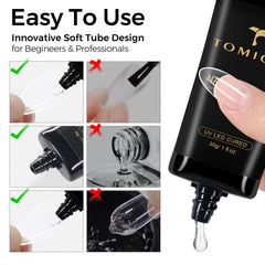 Application précise d’un tip sur l’ongle naturel.