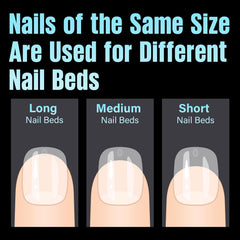 Bouts d'ongles demi-matte TOMICCA avec tailles 0 à 11 pour ajustement précis.