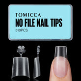 TOMICCA court coffin ongle-tip: adhérence rapide et fini mat pour une application facile.