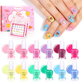 Kit vernis TOMICCA pour enfants avec 12 couleurs arc-en-ciel, faciles à appliquer.