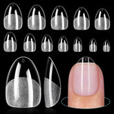 Ongles amande extra-short TOMICCA, ensemble prêt à l’emploi pour manucure maison.