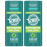 Tom's of Maine Lemongrass Tea Tree deodorant stick with clear glide.