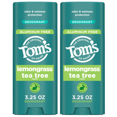 Tom's of Maine Lemongrass Tea Tree deodorant stick with clear glide.