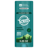 Tom’s of Maine North Woods déodorant naturel en stick sans aluminium, application lisse.