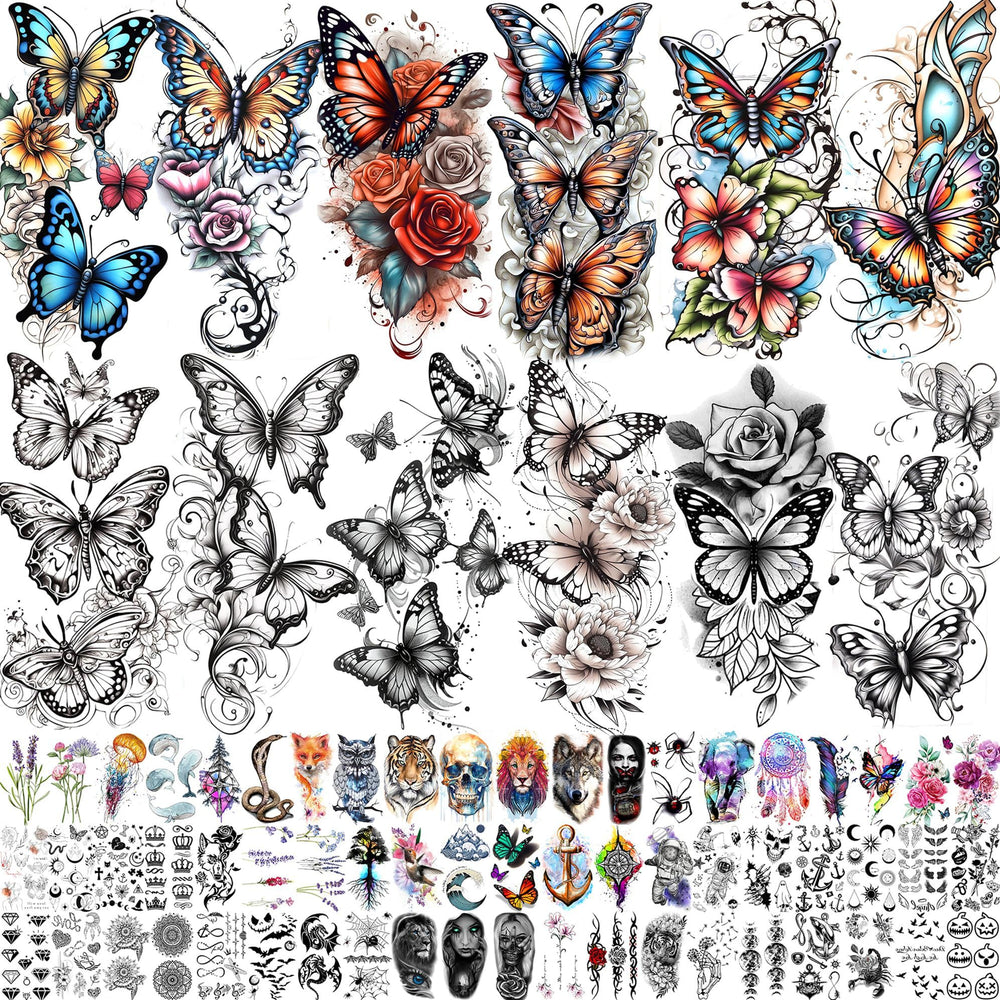 Toneoldshu papillons aquarelle tatouages temporaires pour une allure chic et lumineuse.