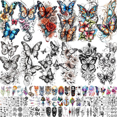 Toneoldshu papillons aquarelle tatouages temporaires pour une allure chic et lumineuse.