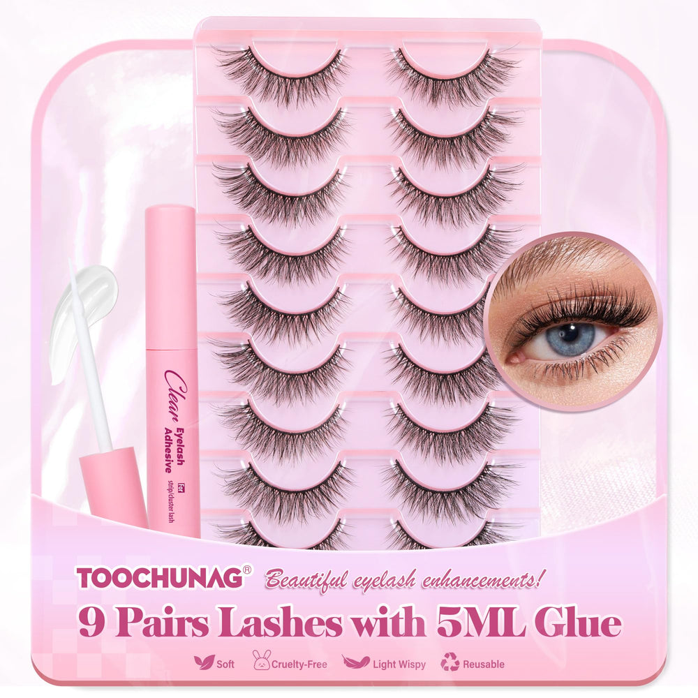 TOOCHUNAG kit cils naturels 12 mm pour regard discret et lumineux