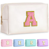 TOPEAST sac maquillage initial personnalisé avec patch doré