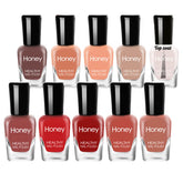 Tophany non-toxic nail polish set with ten bottles showing a colorful range for safe daily wear.