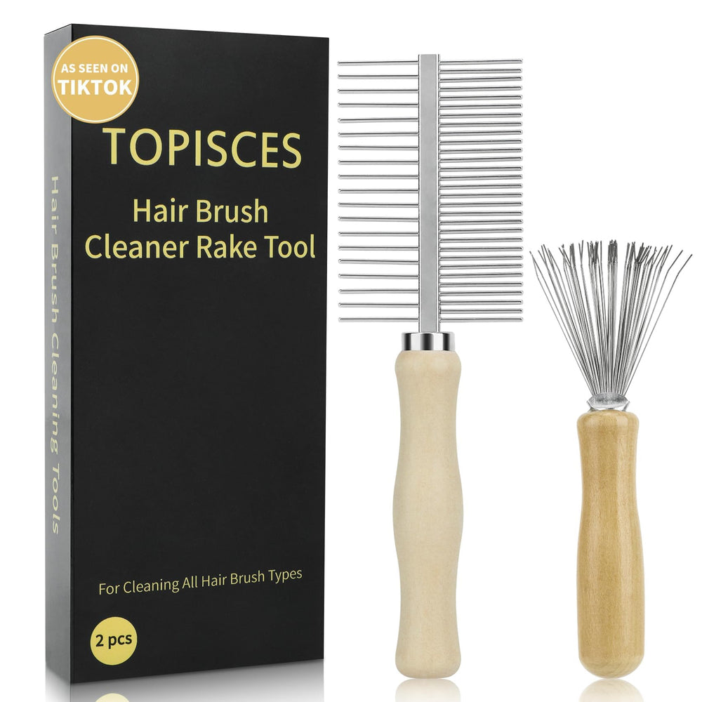 Topisces nettoyeur-brosse double-face-manche-bois: nettoyage en profondeur des brosses.
