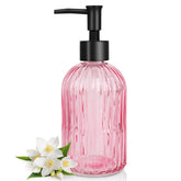 Topsky distributeur savon en verre rose avec pompe noire, idéal pour la cuisine.