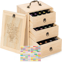 TORIBIO Box huiles essentielles montre l'agencement 60 emplacements pour bouteilles 5-30 ml
