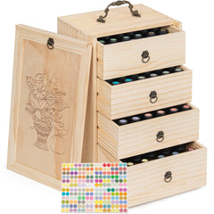 TORIBIO boîte huiles essentielles 96 emplacements en bois, rangement clair et pratique.