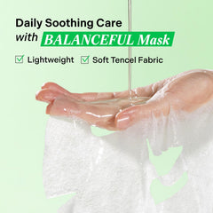 Torriden Balanceful Cica masque visage — textile 50% tencel et 50% bambou pour une adhérence parfaite.