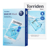 Emballage Torriden Dive In, masque hyaluronique prêt à l'emploi, hydratation durable.