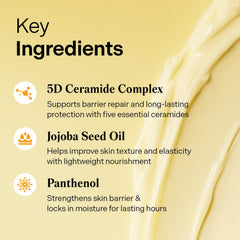 Torriden SOLID IN Crème Céramide, ingrédients-clefs pour nourrir et renforcer la barrière.